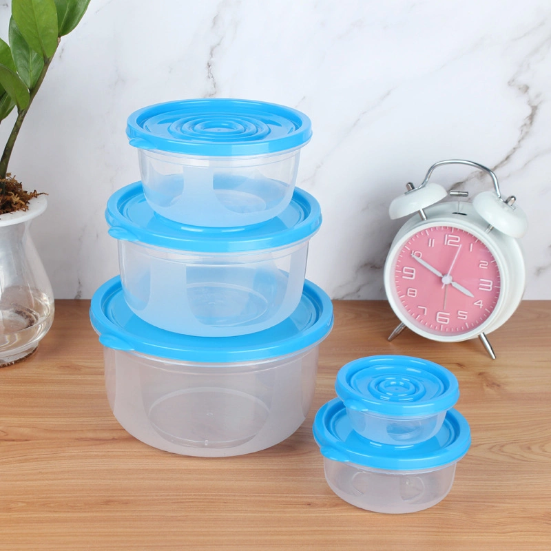 Hot Sale Plastic Box Round 5 Piece Set Sealed Storage Box Crisper