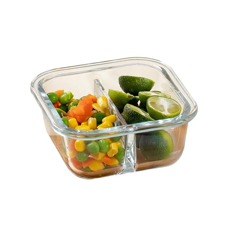 310 Ml Square Kitchen Lunch Box Microwave Glass Bowl Glass Crisper with Cover