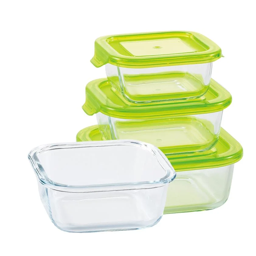 310 Ml Square Kitchen Lunch Box Microwave Glass Bowl Glass Crisper with Cover