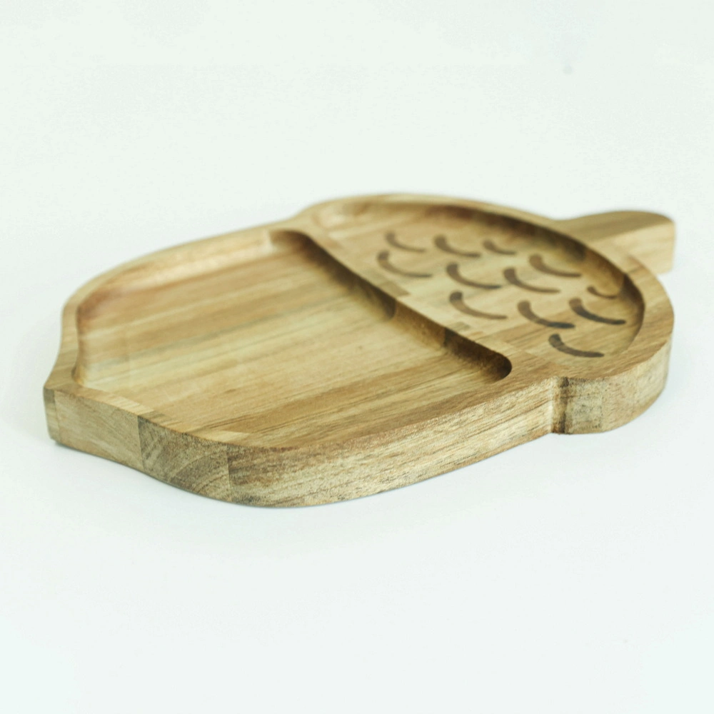 Nuts Shape Acacia Wood Portion Plate for Serving Snack Fruits Food