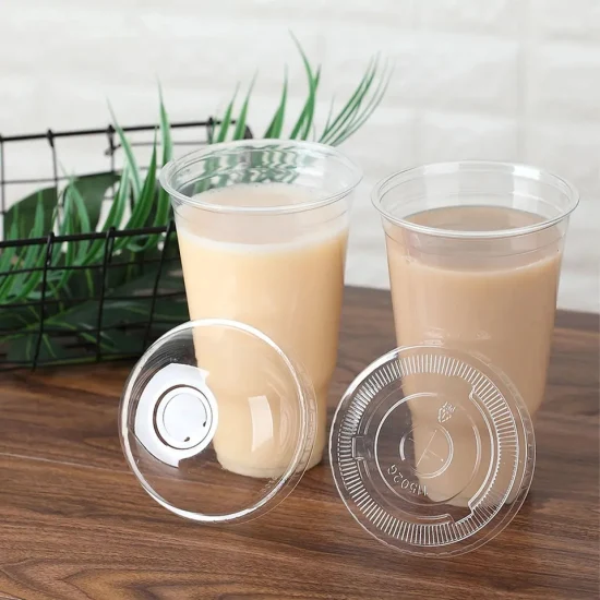 Tazze per bevande fredde in plastica usa e getta trasparenti in amido di mais compostabili biodegradabili al 100% in PLA all'ingrosso